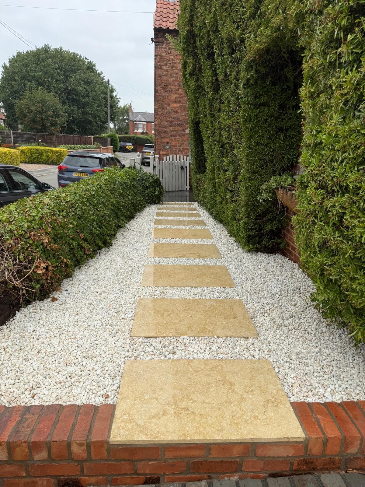 Garden path with stepping stones and gravel
