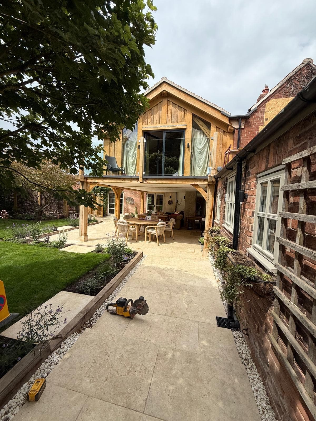 Oak frame extension with porcelain patio