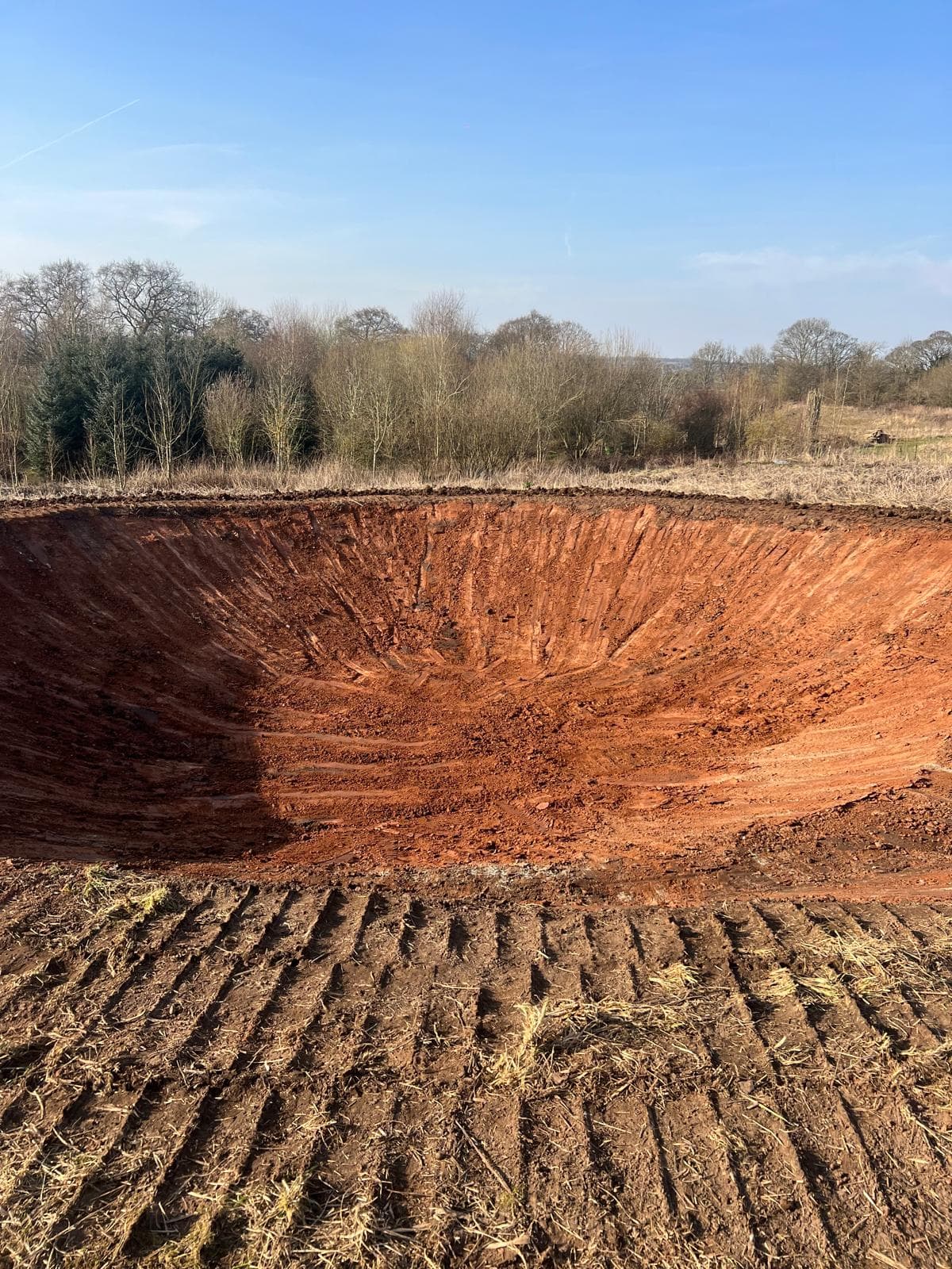 Pond excavation earthworks